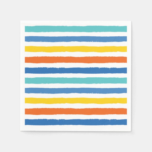 Bright Beachy Striped Pattern Napkins (Front)