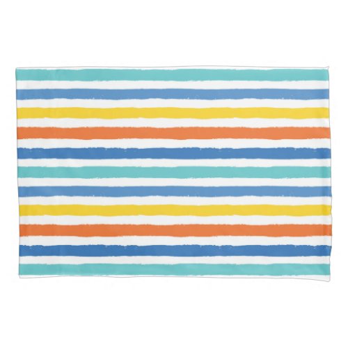 Bright Beachy Striped Pattern Pillow Case