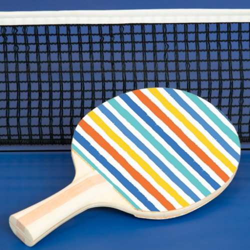 Bright Beachy Striped Pattern Ping Pong Paddle