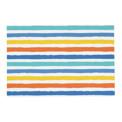 Bright Beachy Striped Pattern Placemat