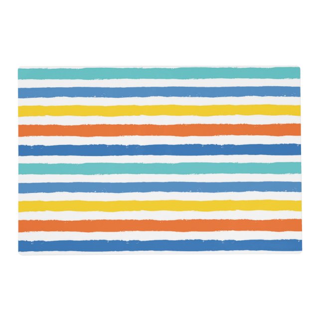 Bright Beachy Striped Pattern Placemat (Front)