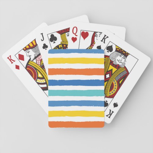 Bright Beachy Striped Pattern Poker Cards