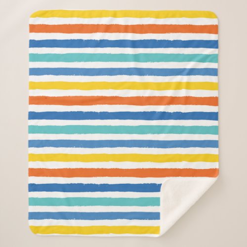 Bright Beachy Striped Pattern Sherpa Blanket