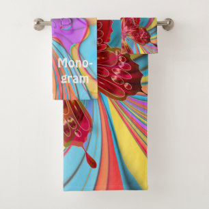 Bright Beautiful Butterfly Mono Name if you like Bath Towel Set