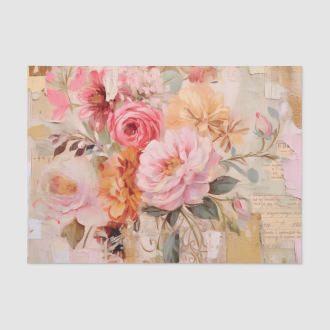 Bright & Beautiful Floral Collage with Torn Paper (Front)