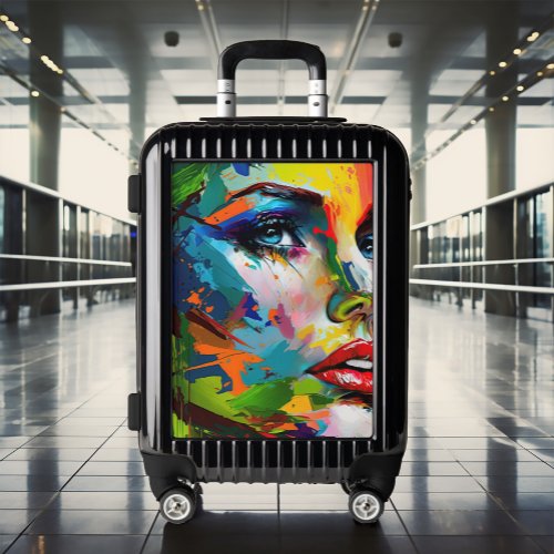 Bright Beauty Carry On Painted Woman Face Luggage