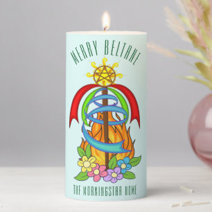 Bright Beltane Wicca Maypole & Bonfire Sabbat Pillar Candle