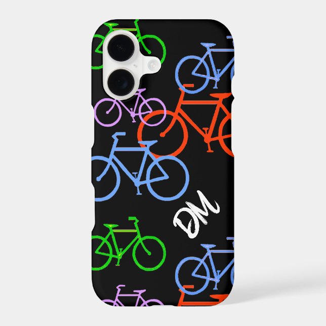 Bright Bicycles Pattern Monogram iPhone Case (Back)