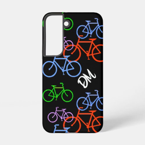 Bright Bicycles Pattern Monogram Samsung Galaxy S22 Case