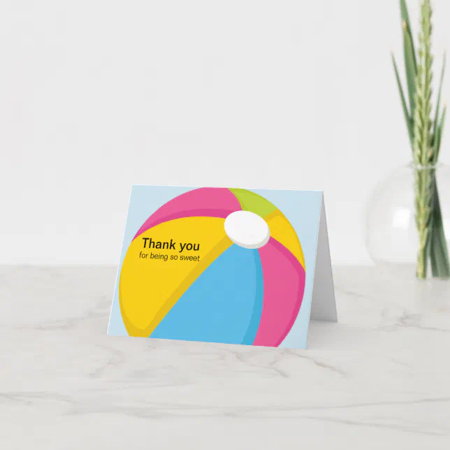 Bright, Big Beach Ball Thank You Card Zazzle