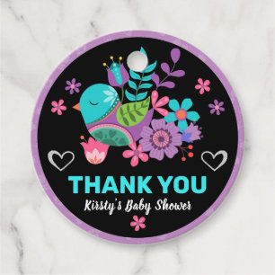 Bright Bird & Floral Mexican Fiesta Baby Shower Favor Tags