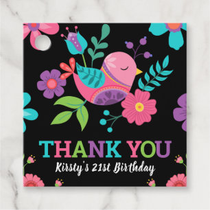 Bright Bird & Floral Mexican Fiesta Birthday Party Favor Tags