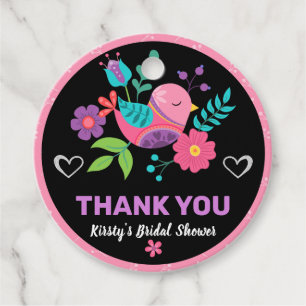 Bright Bird & Floral Mexican Fiesta Bridal Shower Favor Tags