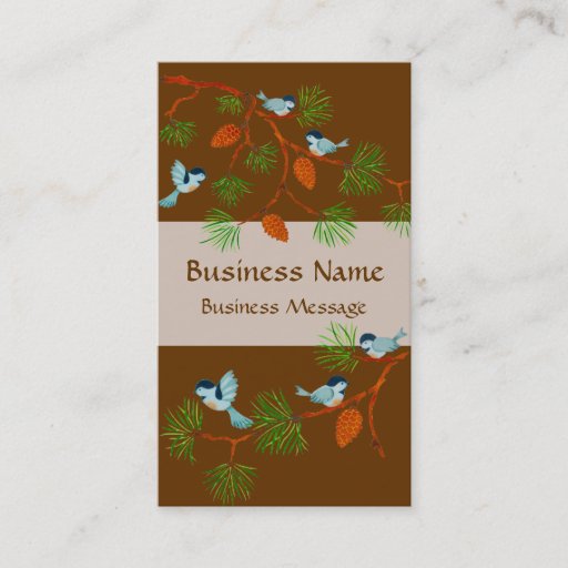 Customizable Bright Birds on a Branch Business Card Template