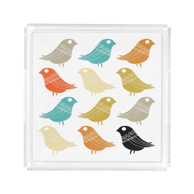 Bright Birds Scandinavian Geometric Colorful Acrylic Tray (Front)