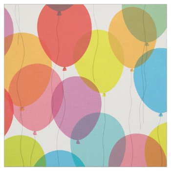 Bright Birthday Balloons Fabric by HoundandPartridge at Zazzle