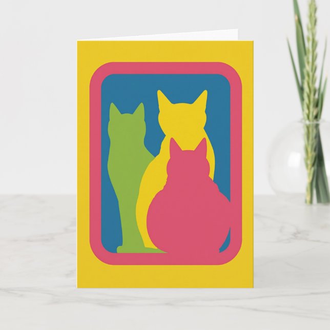 Bright Birthday Cat Silhouettes Card (Front)
