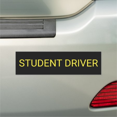 Bright Black & Neon Yellow Student Driver Car Magnet