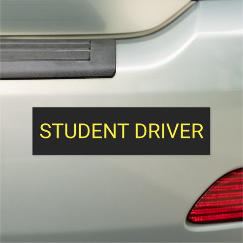 Bright Black  Neon Yellow Student Driver Car Magnet