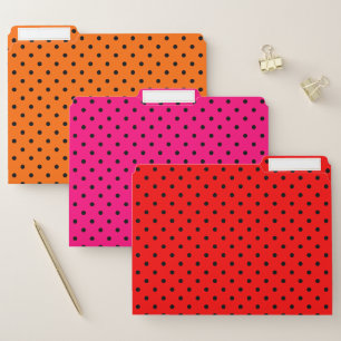 Bright Black Polka Dots File Folders