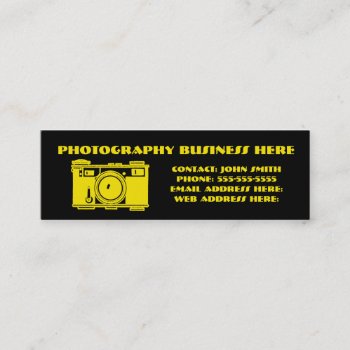 Bright Black & Yellow Retro Film Camera Mini Business Card by camcguire at Zazzle