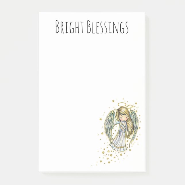 Bright Blessings Cute Angel Sticky Post-Its Post-it Notes (Front)