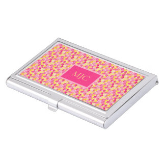 Bright Blobs “Pink Lemonade” Abstract Monogram Business Card Case