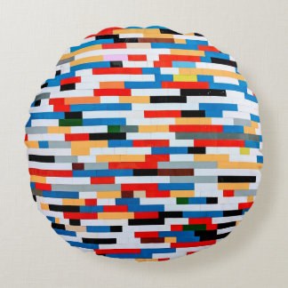 Bright Block Pattern Round Pillow