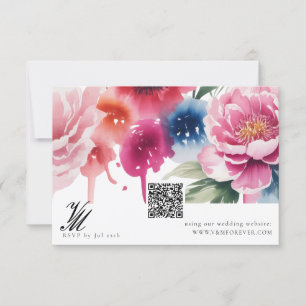 Bright Bloom Blossom Wedding QR code RSVP cards