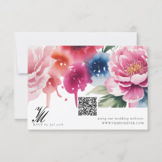 Bright Bloom Blossom Wedding QR code RSVP cards