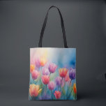 Bright Bloom Tulips Tote<br><div class="desc">Versatile tote for artists, students, and nature lovers who want to make a statement. Functional art: blend the beauty of hand-painted tulips with the practicality of a tote bag. Durable fabric paired with stunning tulip artwork—this tote is made to last and impress. Celebrate nature’s finest blooms with this watercolor tulip...</div>