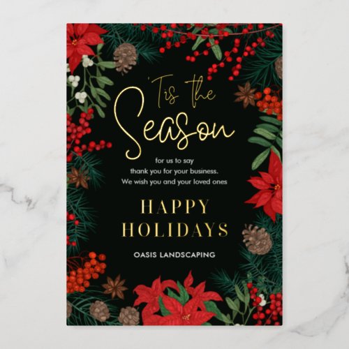 Bright Blooms FOIL Business Holiday Card