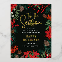 Bright Blooms FOIL Business Holiday Postcard