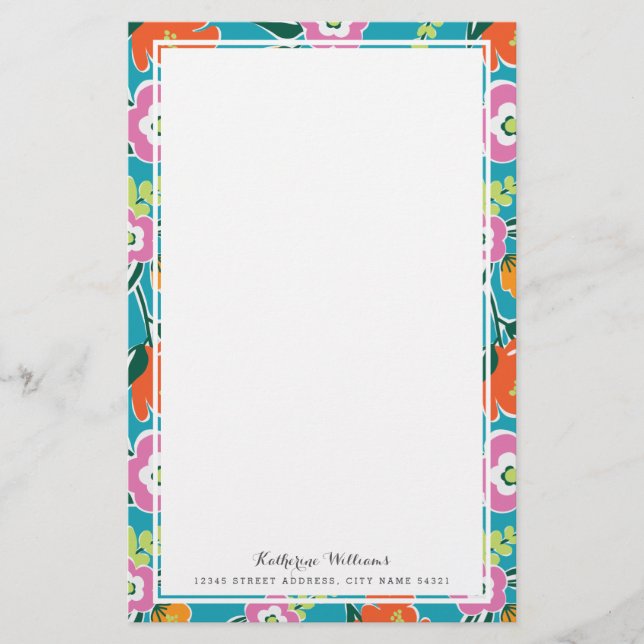 Bright Blooms Personalized Stationery (Front)