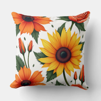 Bright Blooms Throw Pillow
