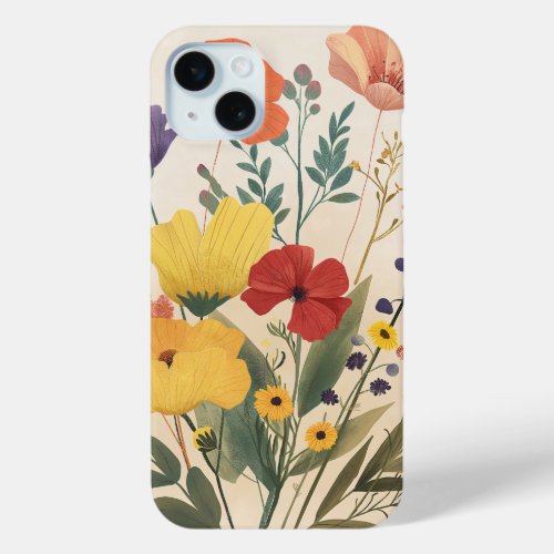 Bright Blossom Array Vibrant Wildflower iPhone 15 Plus Case
