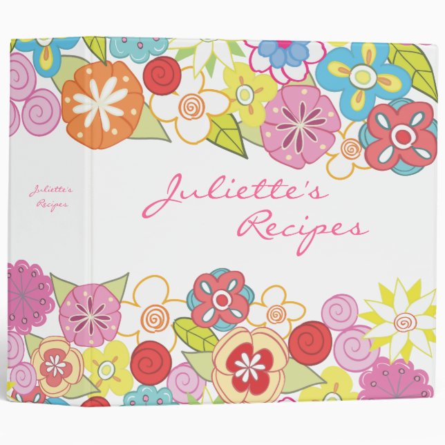Bright Blossoms Floral Recipe Book Binder (Front/Spine)