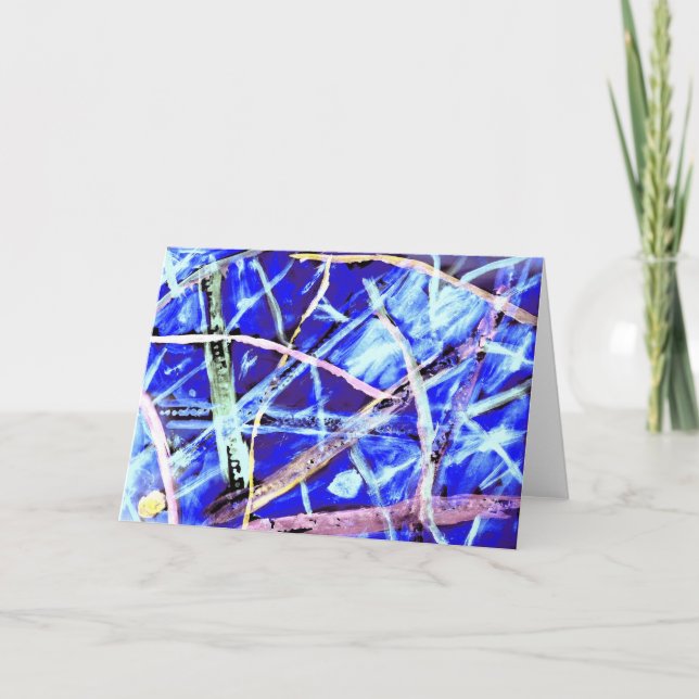 Bright Blue Abstract Painting Card (Front)