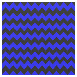 Bright Blue and Black Chevron Pattern Fabric