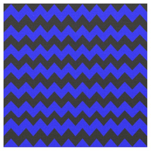 Bright Blue and Black Chevron Pattern Fabric