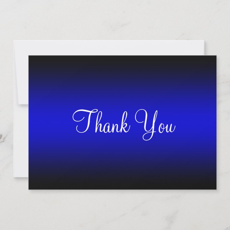 Bright Blue and Black Edge Gradient Thank You Card | Zazzle