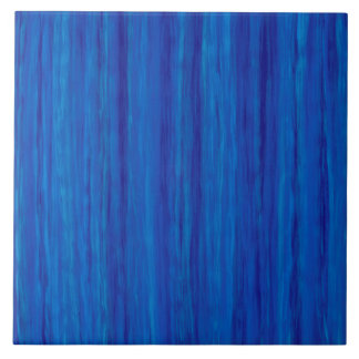 Bright Blue and Dark Blue Stripes Ceramic Tile