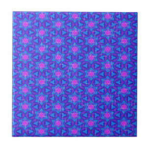 Bright blue and hot pink colorful pattern ceramic tile