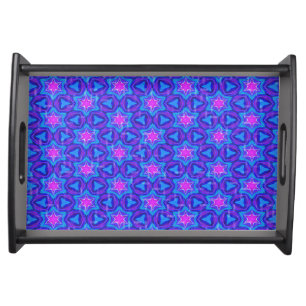 Bright blue and hot pink colorful pattern serving tray