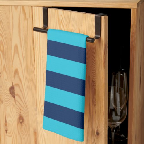 Bright Blue and Navy Stripes Kitchen Towel