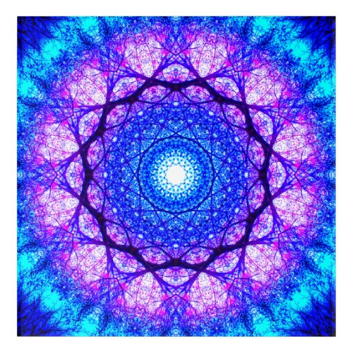 Bright Blue and Purple Mandala Acrylic Print