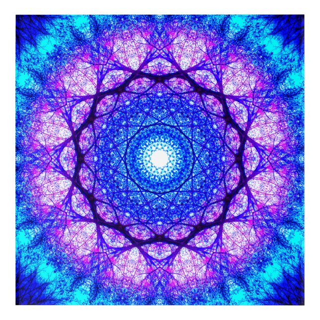 Bright Blue and Purple Mandala Acrylic Print (Front)