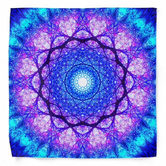 Bright Blue and Purple Mandala Bandana (Front)