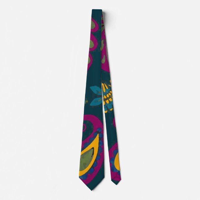 Bright blue and purple paisley neck tie (Front)