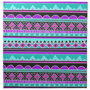 Bright Blue and purple tribal pattern Cloth Napkin